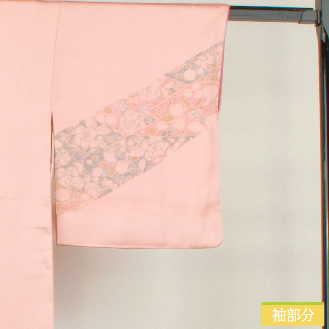 訪問着 正絹 袷 身丈161.5cm 裄丈64.5cm 浅紅色（あさべにいろ） 辻ヶ花 しつけ糸付き Sランク ピンク系 1112004462413
