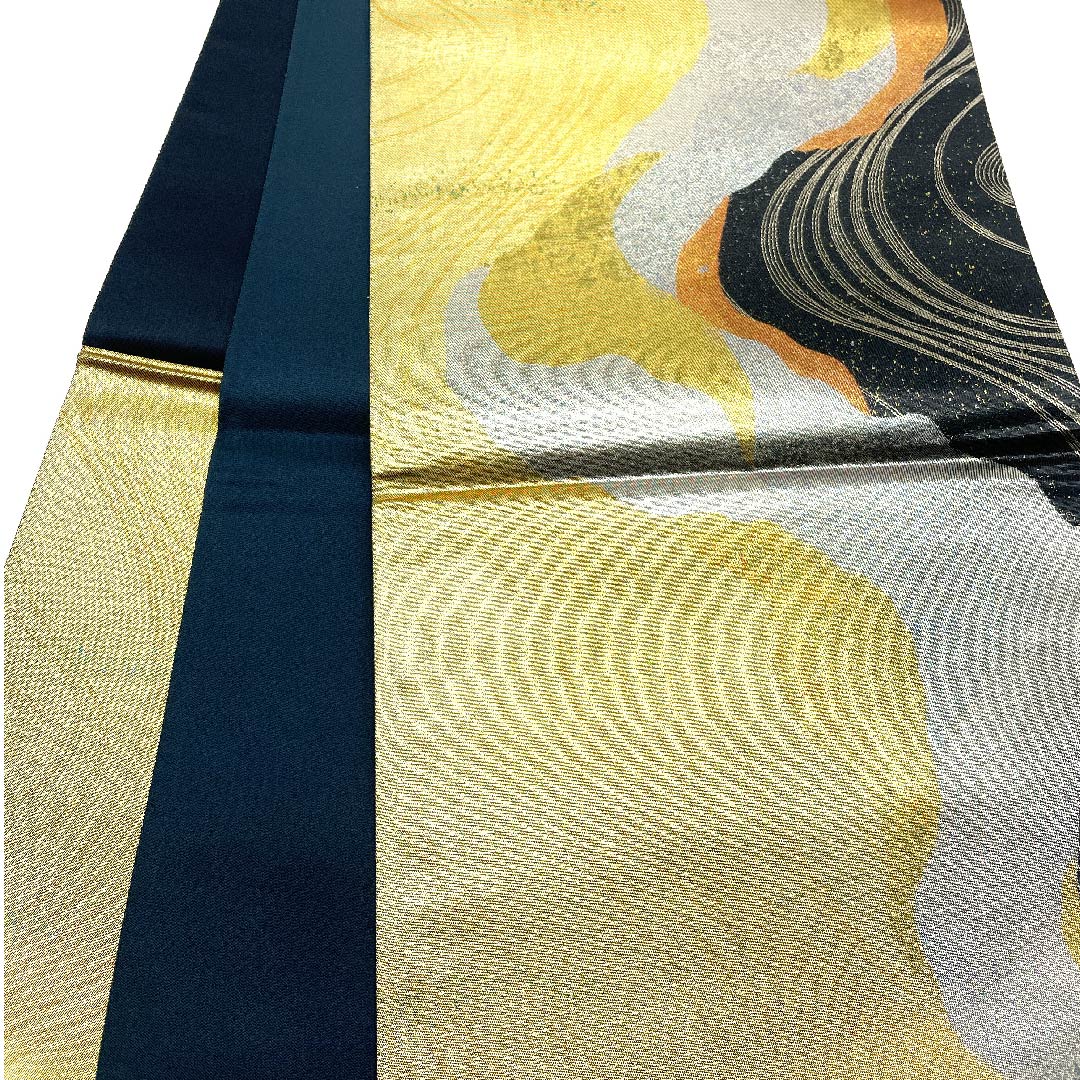 Fukuro Obi Gold Foil Flowing Water Length 444cm Pure Silk A Rank Six-way Formal Gold 1123003023321