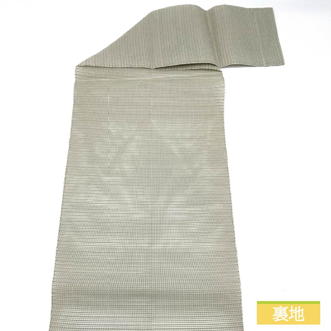 Nagoya Obi, Pure Silk, Rikyu Nezumi-iro (Gray), Summer Obi, Sukui Weave, Single Flower Vase, Length 367cm, S Rank, Point Pattern, Semi-Formal, Gray, 1124008672322, Pine Needle Pattern