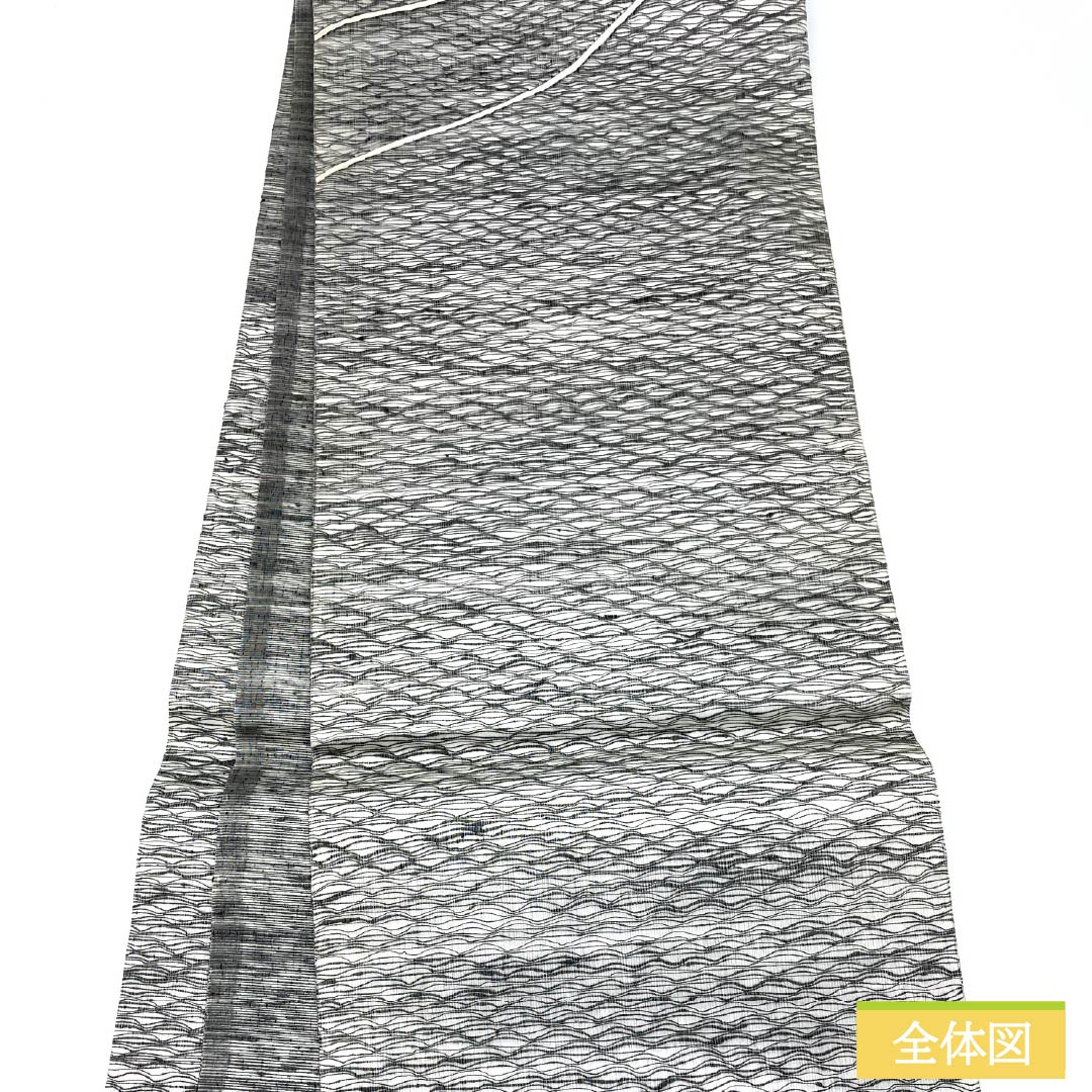 Fukuro Obi, pure silk, off-white, comb weave, abstract pattern, obi length 444cm, A rank, point pattern, casual, monotone, 1123012343327