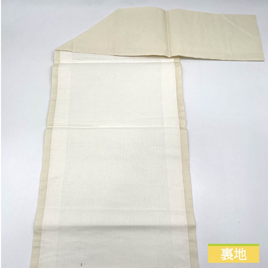名古屋帯 正絹 生成り色（きなりいろ） 夏帯 菊花 帯丈362cm Aランク ポイント柄 セミフォーマル クリーム系 1124008783315 名古屋仕立て