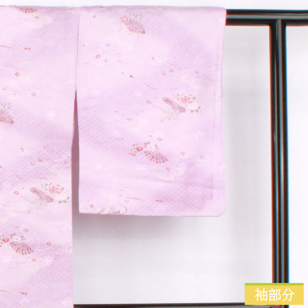 Small pattern, polyester, length 157cm, sleeve length 63cm, lined, light purple, washable kimono, auspicious motif, basting thread included, unused, S rank, purple, 1115004572320