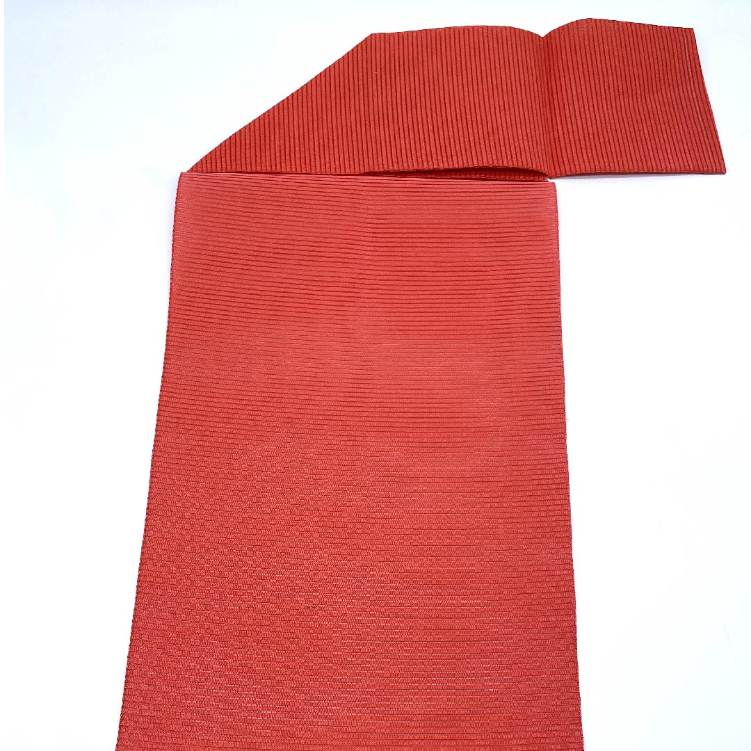 Nagoya obi, scarlet, summer obi, silk, flowing water, peony, obi length 344cm, pure silk, S rank, point pattern, semi-formal, vermilion, 1124004442316, pine needle style