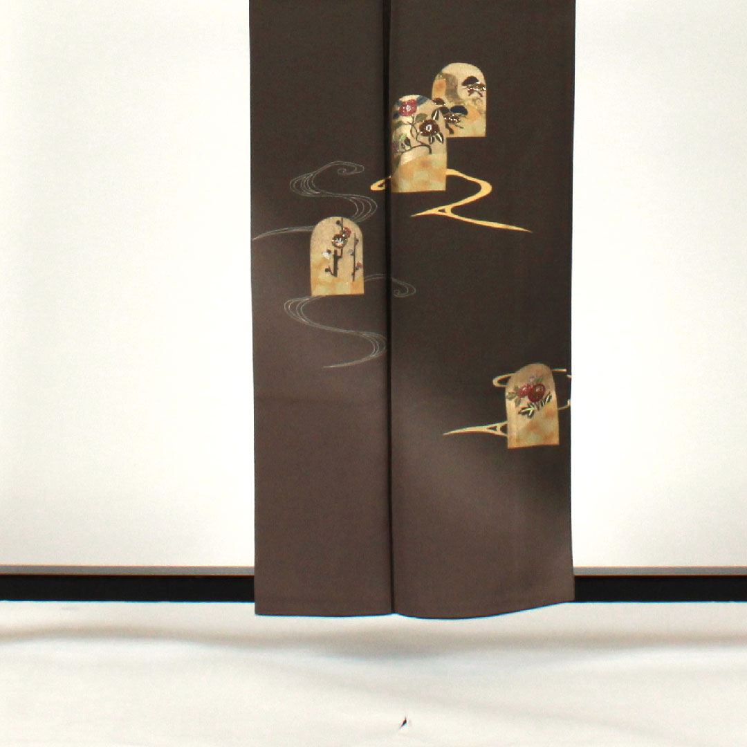 訪問着 袷 身丈157.5cm 裄丈62.5cm 刺繡  正絹 Sランク グレー系 1112001272322