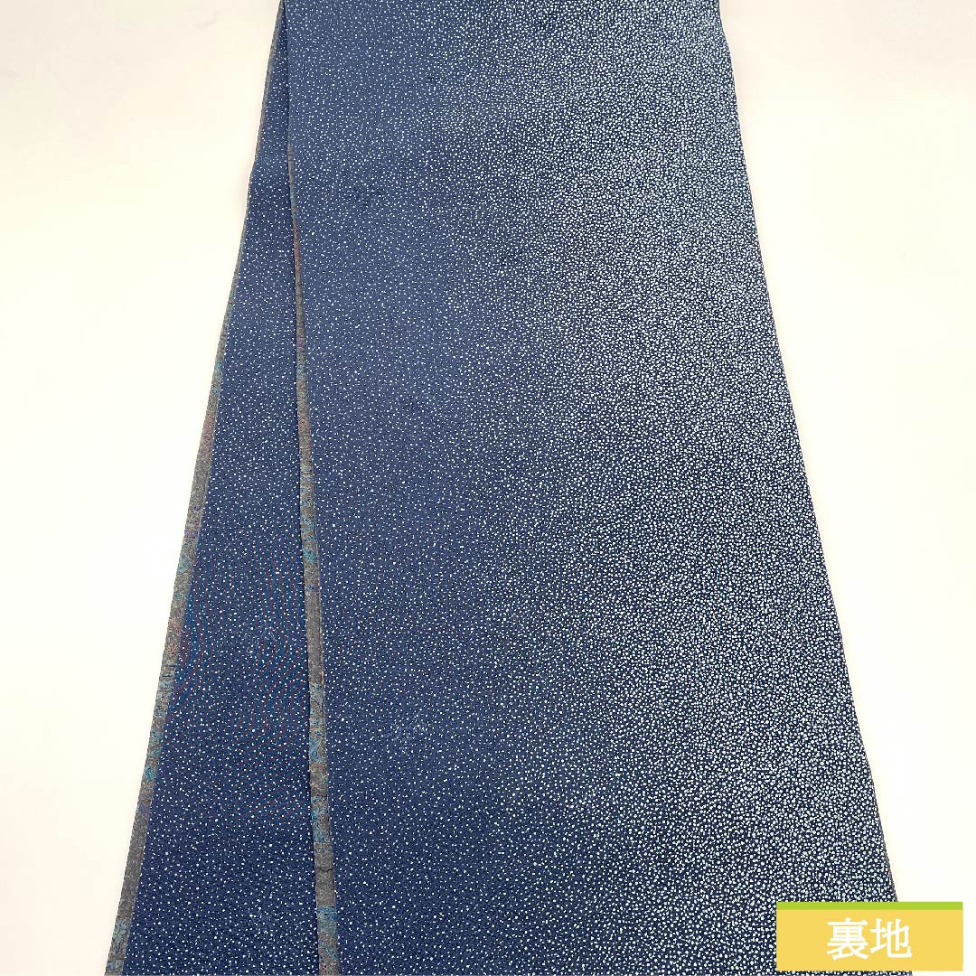 Fukuro Obi (Dyed Obi) in Grayish Grey, Dyed Obi with Geometric Pattern, Extra Long, Length 524cm, Pure Silk, S Rank, Full Length, Casual, Gray, 1123009892422