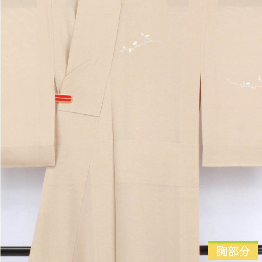 夏物 正絹 付下げ 身丈157cm 裄丈63cm 薄香色（うすこういろ） 草花模様 京友禅 絽 Sランク ベージュ系 1132002752325