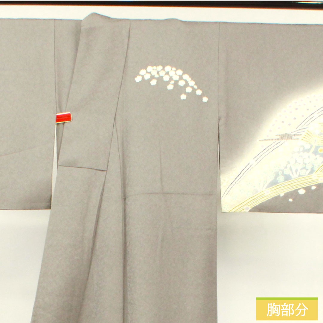 訪問着 正絹 袷 身丈155.5cm 裄丈63cm 灰色 おぼろ染め 絞り 作家物 抽象模様 Sランク グレー系 1112003822322