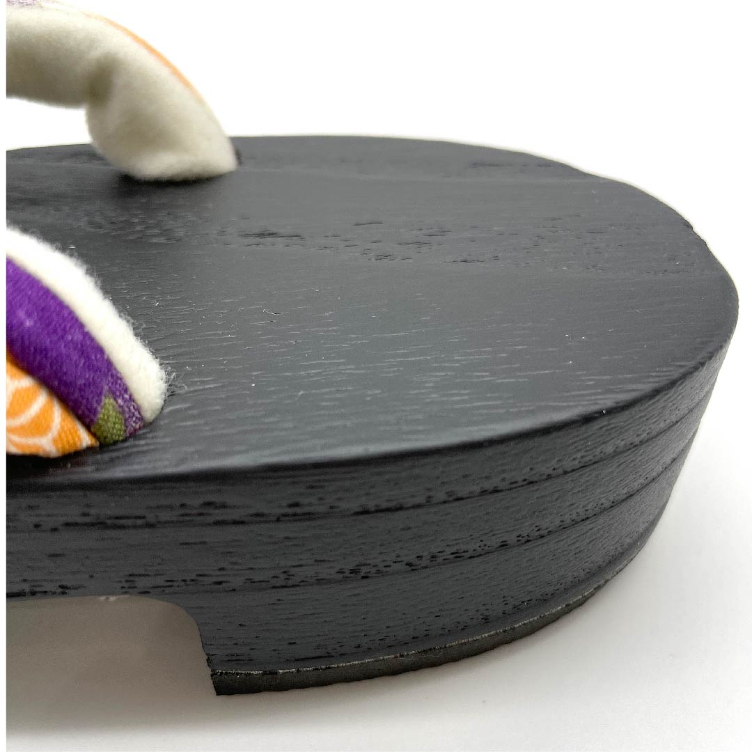 (Brand new, unused) Geta (Japanese clogs) with chrysanthemum, cherry blossom and hemp leaf patterns, size XL, black, NEW rank, 1122001171510
