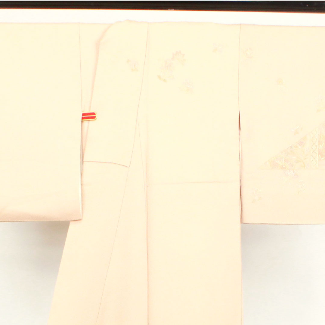 訪問着 袷 身丈154cm 裄丈62.5cm 惚色 蘇州刺繡 汕頭刺繡 木瓜 正絹 Sランク ピンク系 1112002692213