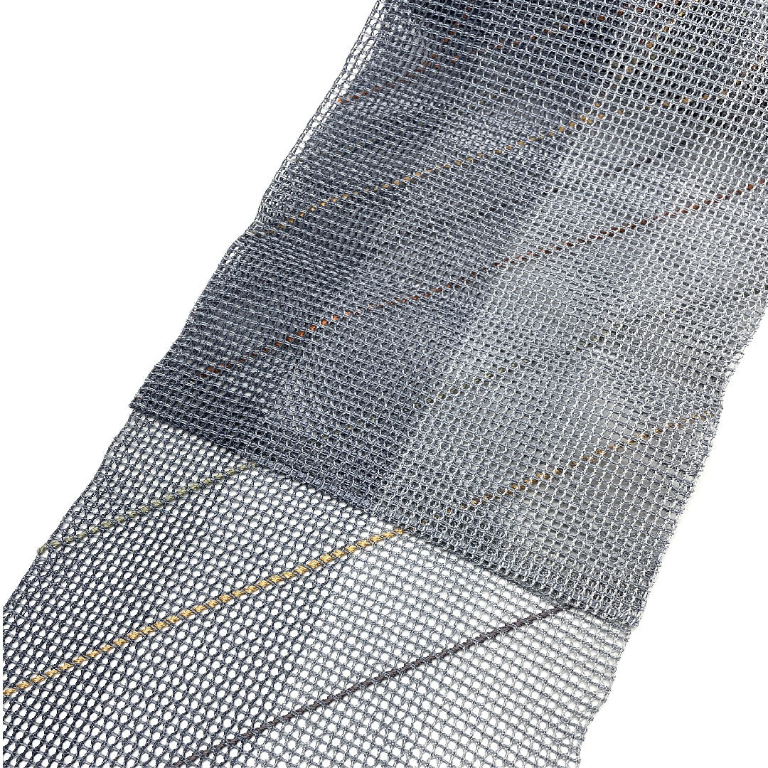 Nagoya obi with line drawing pattern, obi length 368cm, pure silk, S rank, six-pass, casual, gray, 1124001322322, open tailoring