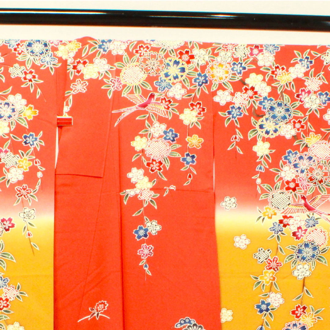 振袖 身丈156.5cm 裄丈64cm 袷  京紅型 吉祥文様  正絹 Sランク グラデーション系 1113001642399