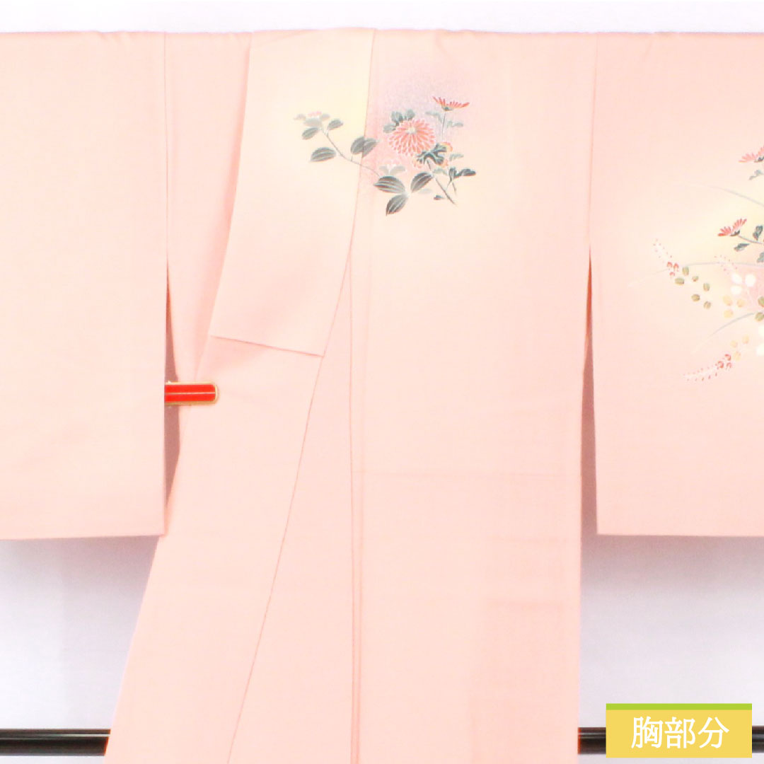 Homongi, pure silk, lined, length 156cm, sleeve length 61.5cm, Shinonome color, floral pattern, S rank, pink, 1112005732313