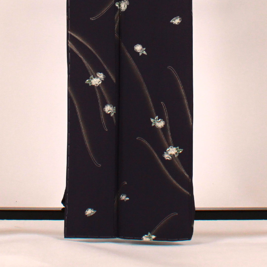 小紋 身丈164.5cm 裄丈66cm 袷  花模様  正絹 Sランク 紫系 1115001162320
