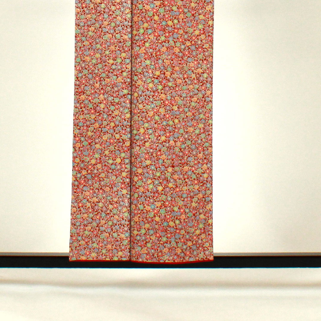 小紋 身丈156.5cm 裄丈61cm 袷  梅模様  ポリ Sランク 茶系 1115000832314