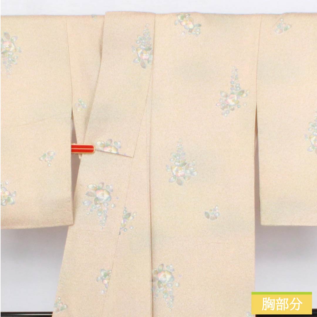 Komon (small pattern) silk, A-rank, length 163.5cm, sleeve length 65.5cm, lined, walnut-colored, Tsujigahana (flower) pattern, sewn with a beige finish, product number 1115006343425
