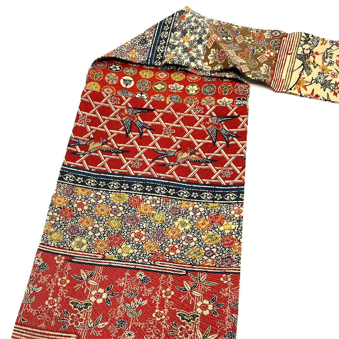 Nagoya obi, stencil-dyed obi, auspicious pattern, obi length 361cm, pure silk, B rank, full length, casual, gradation, 1124002594399, Nagoya style