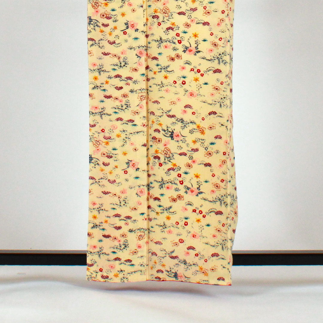 Komon, Length 162.5cm, Sleeve length 65.5cm, Lined, Pine, Bamboo, and Plum, Pure Silk, S Rank, Cream, 1115001182315