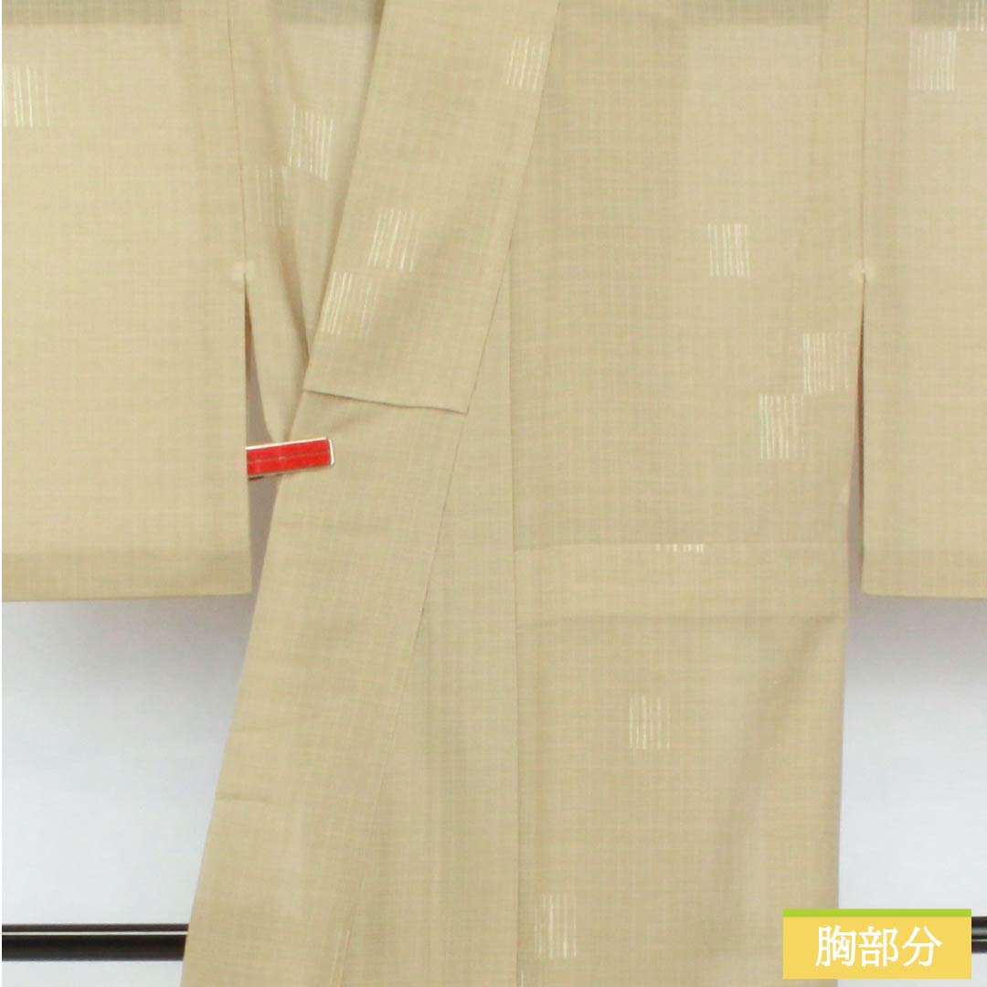 Summer kimono, polyester, small pattern, length 152.5cm, sleeve length 64cm, linen color, geometric pattern, washable, gauze, beige, S rank, product number 1132002672225