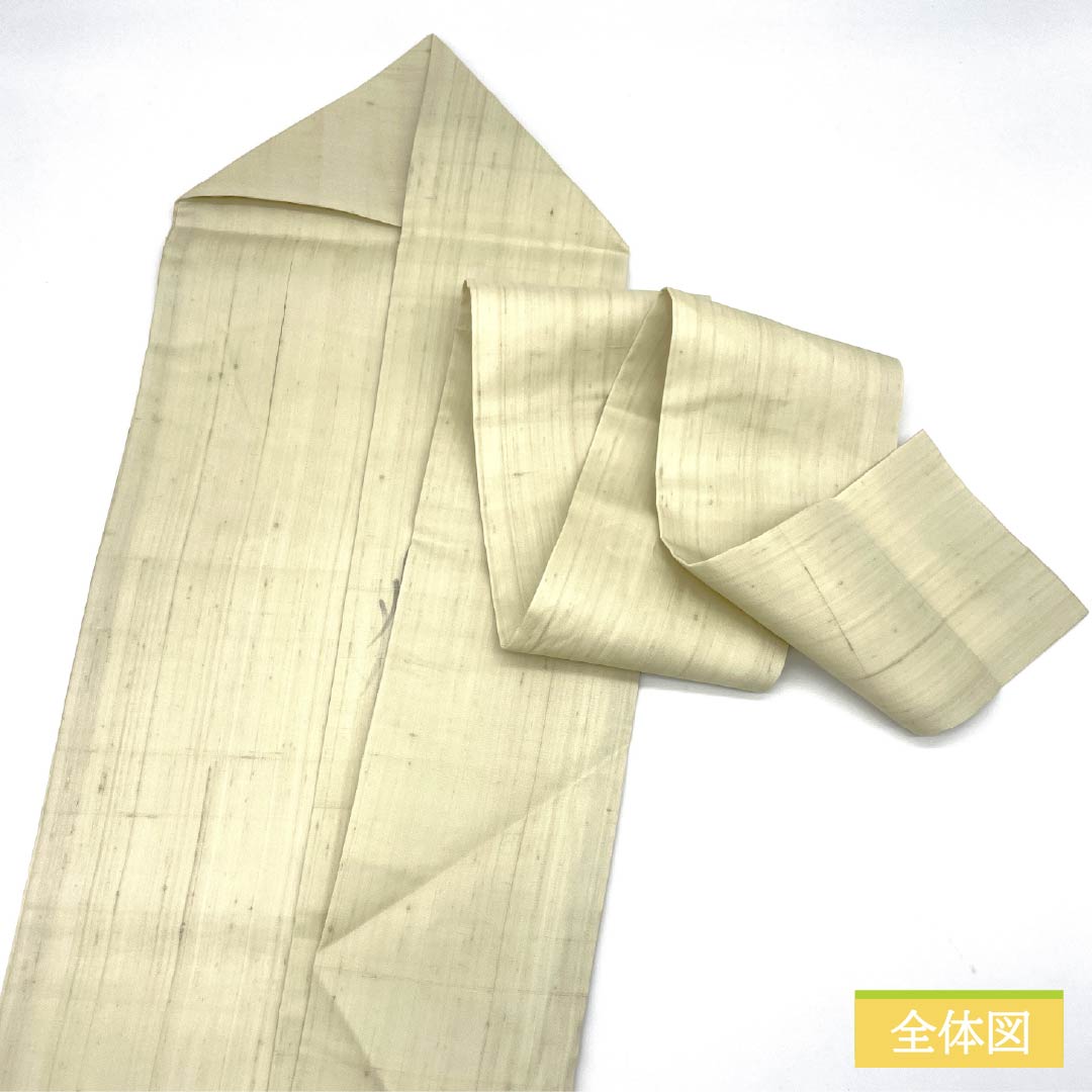 Nagoya Obi, Pure Silk, Rikyu White Brown, Summer Obi, Dyed Obi, Tessen, Length 371cm, S Rank, Point Pattern, Semi-Formal, Cream, 1124006852315, Nagoya Made
