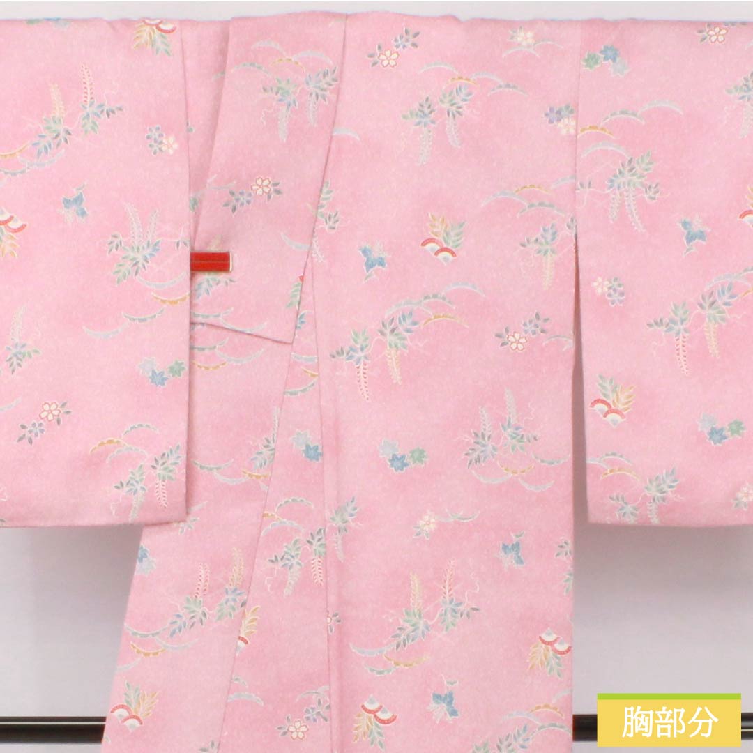 Small pattern, polyester, length 165cm, sleeve length 64cm, lined, one-kin dyeing, washable kimono, floral, S rank, pink, 1115005182513