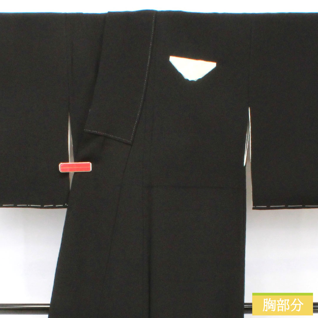 黒留袖 正絹 身丈162.5cm 裄丈62cm 袷 京友禅 風景模様 五つ紋 剣片喰 しつけ糸付き 未使用品 Sランク 黒系 1111001572410