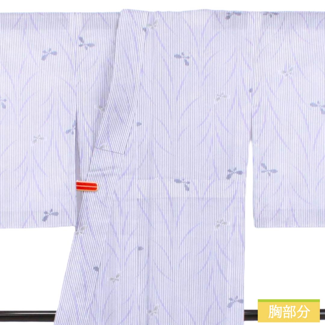 Summer Polyester Komon S-rank length 155.5cm (4ft 11in) Yuki 66cm (2ft 2in) Light Wisteria Dew Shibori Butterfly Washable Kimono Ro Purple System 1132003402320