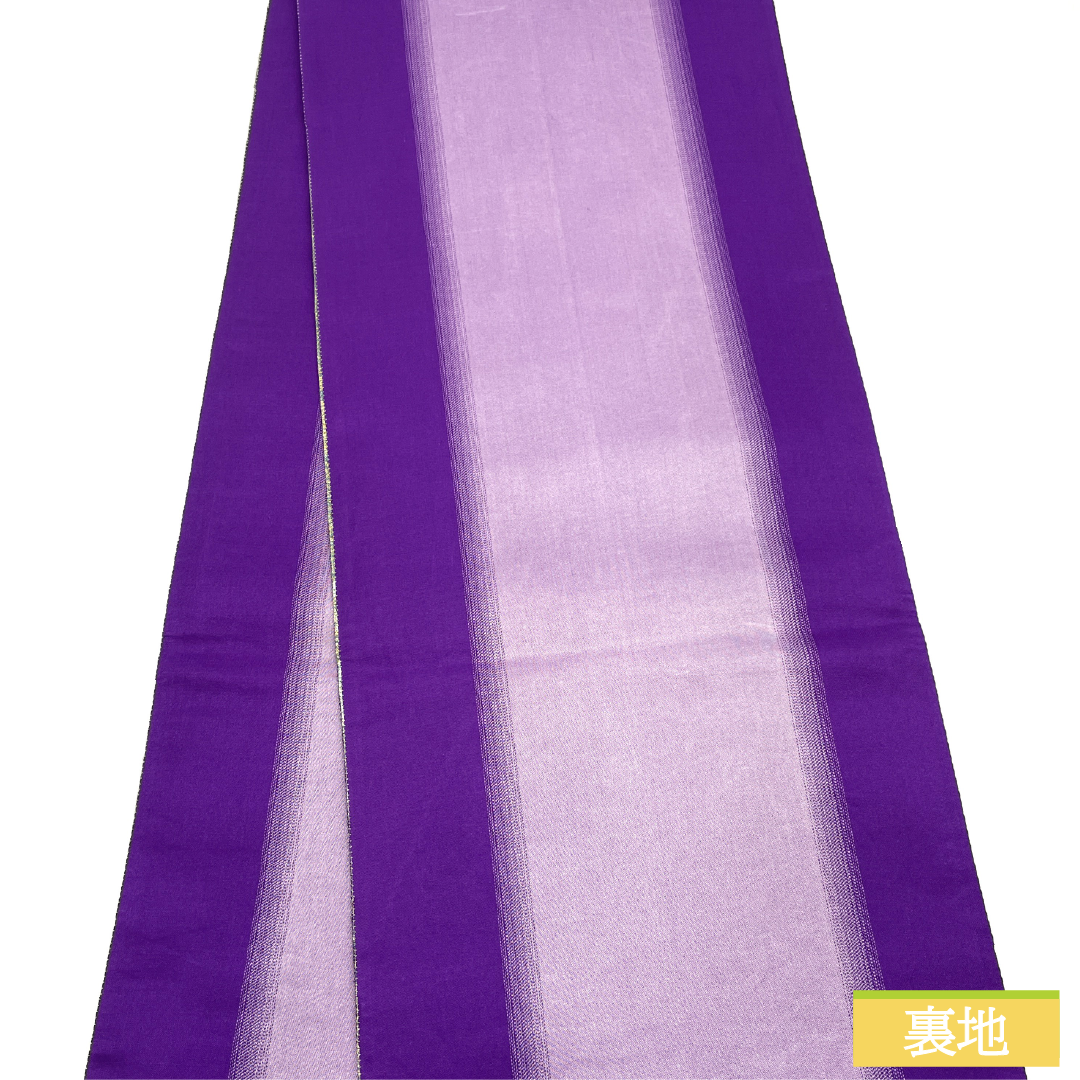 Fukuro obi, pure silk, S rank, reversible, Nishijin-ori, cherry blossoms, stripes, obi length 464cm, Rokutsu, formal, gradation, 1123017262499