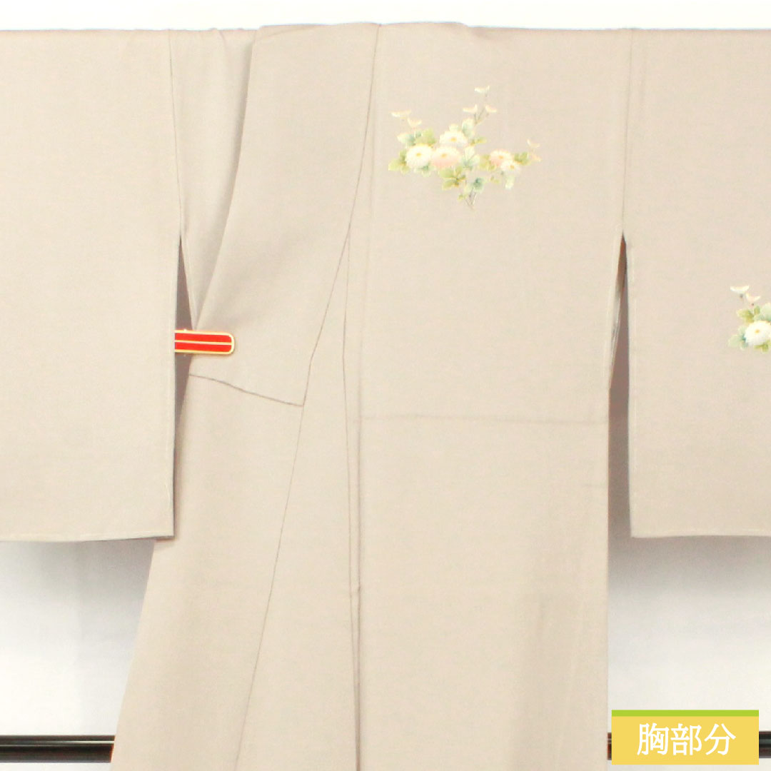 訪問着 正絹 袷 身丈165cm 裄丈66.5cm 小町鼠色（こまちねずいろ） 京友禅 花車 古典柄 しつけ糸付き 未使用品 Sランク グレー系 1112005832522