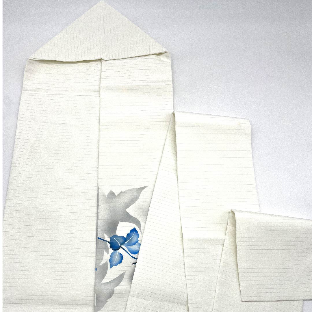 名古屋帯 白色 夏帯 絽 牡丹 染帯 帯丈373cm 正絹 Bランク ポイント柄 カジュアル 白系 1124004504311  名古屋仕立て
