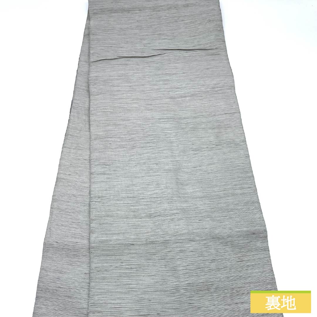 Fukuro Obi, Pure Silk, Light Gray, Scoop Weave, Wave, Length 452cm, A Rank, Pointed Pattern, Casual, Gray, 1123012413422