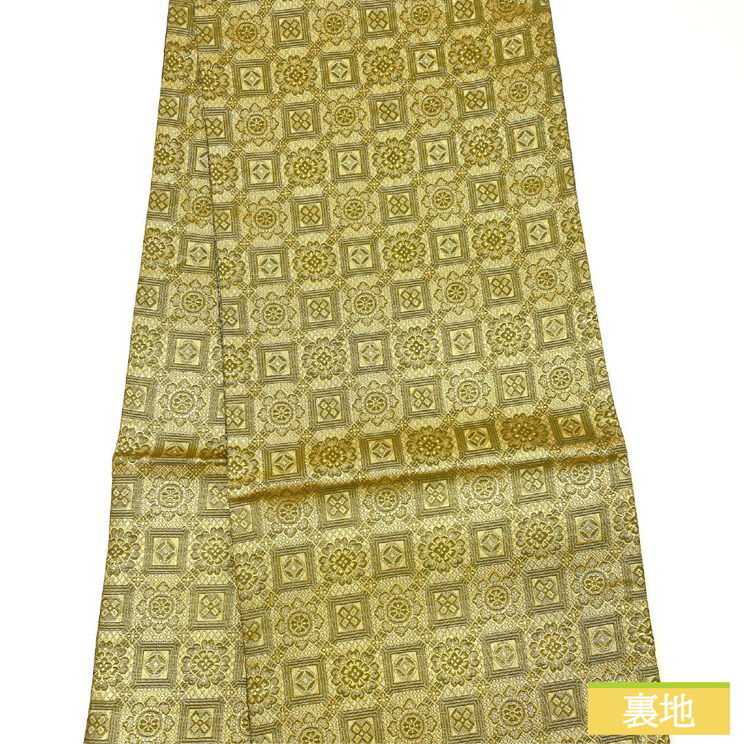 Reversible Nishijin-ori obi, pure silk, grade A, featuring the Shosoin floral pattern, length 438cm, six-pass, formal, green, product number 1123016483319