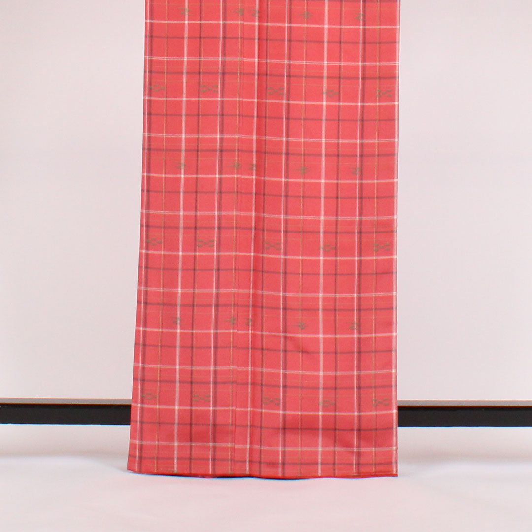 Striped Oshima Tsumugi Length 166cm Sleeve length 64.5cm Kasuri pattern Pure silk A rank A-lined Pink 1116000373413