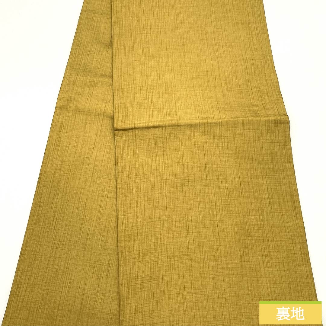 Golden Fukuro Obi (Bag) in Jinya weave with confetti and swirls, 440cm long, pure silk, S rank, six-pass, casual, yellow, 1123011152323