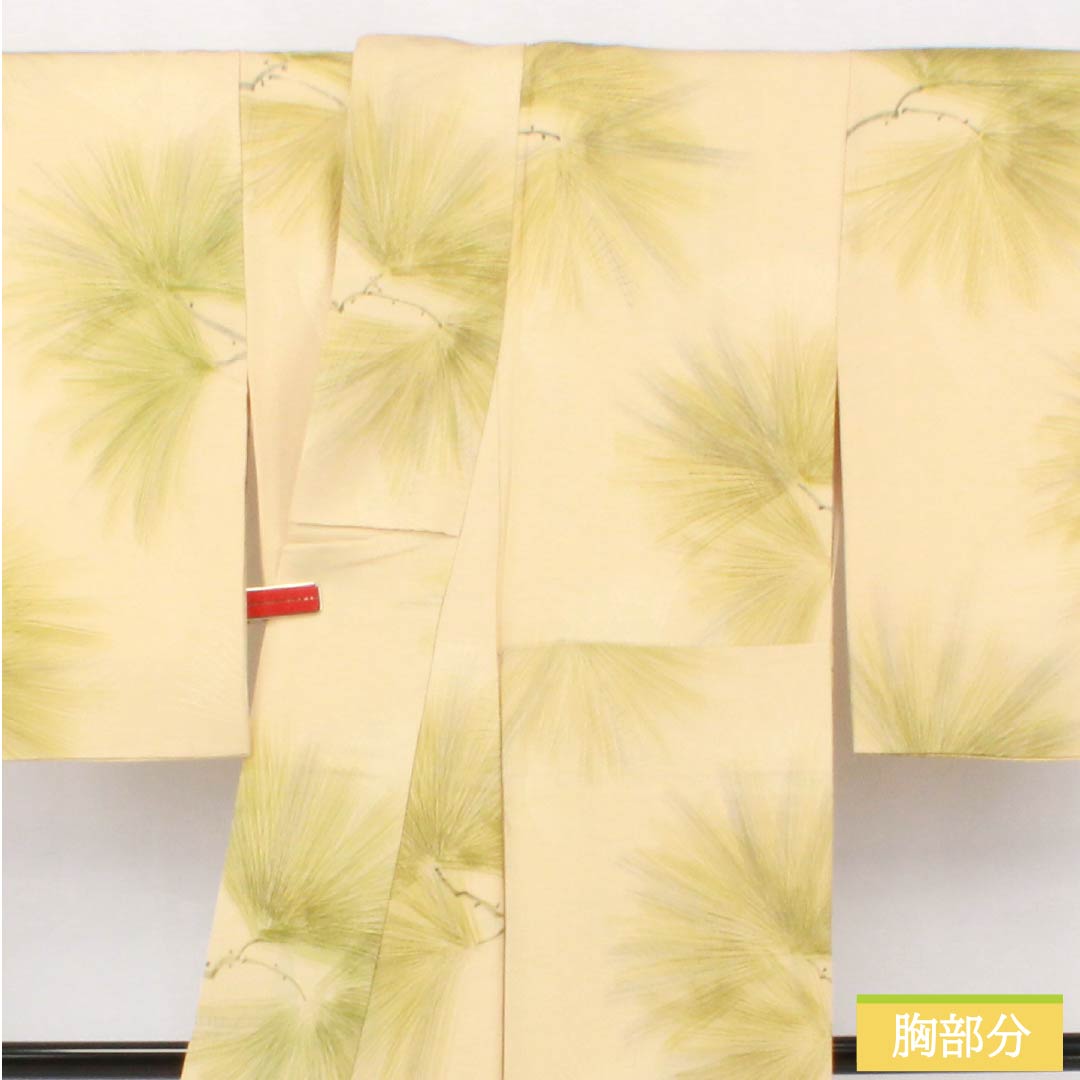 小紋 正絹 Sランク 身丈154.5cm 裄丈62cm 袷 東京白茶色（とうきょうしらちゃいろ） 京友禅 松葉 クリーム系 1115006592215