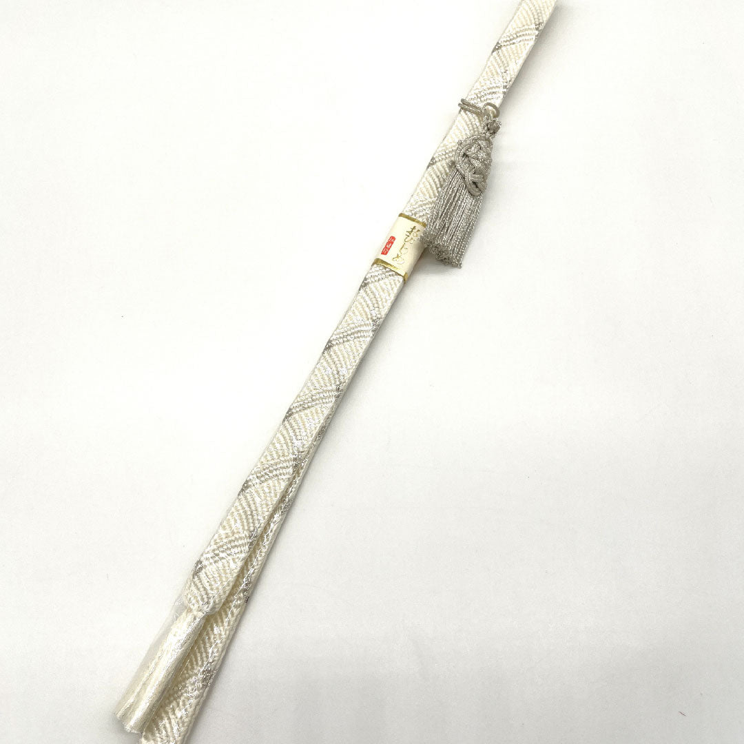 (Like new) Pure silk obijime and obiage set, S-grade, perfect for weddings and receptions. Includes fan. Length: approximately 152cm, width: approximately 1.5cm. White. Product number: 1141000052311