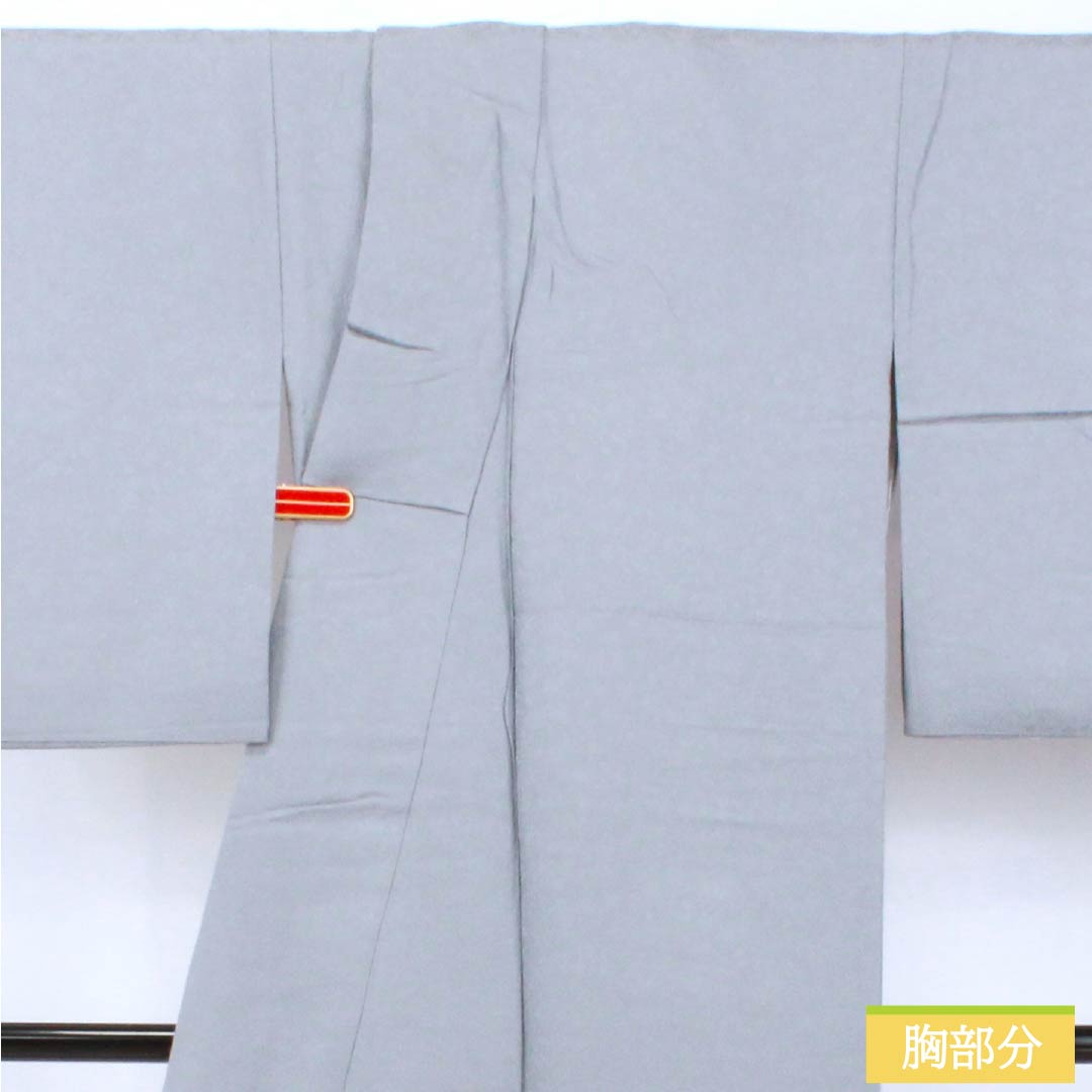 色無地 正絹 Aランク 身丈165cm 裄丈65.5cm 薄鈍色（うすにびいろ） 草花 パールトーン加工 袷 グレー系 1114002483522