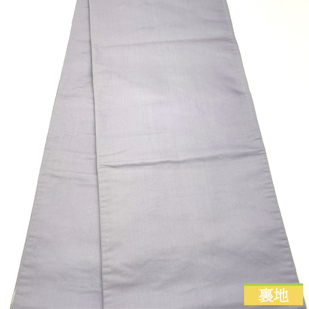 Formal obi, pure silk, grade A, white wisteria, Karaori weave, cherry blossom and plum blossom motifs, length 424cm, purple accent pattern, 1123016073320