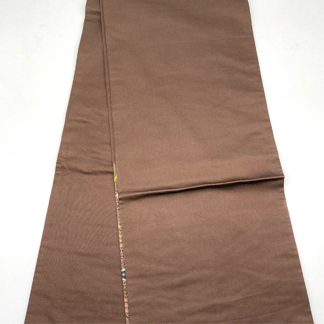 袋帯 鳶色（とびいろ） 松竹梅 桜 白綾苑大庭 帯丈432cm 正絹 Aランク 六通 フォーマル 茶系 1123006153314