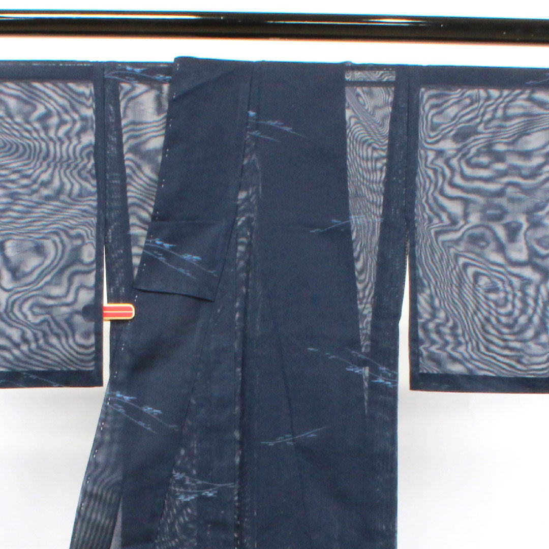 夏物 正絹 色無地 身丈162.5cm 裄丈63.5cm 濃紺色（のうこんいろ） 抽象模様   紗 Sランク 紺系 1132001172418