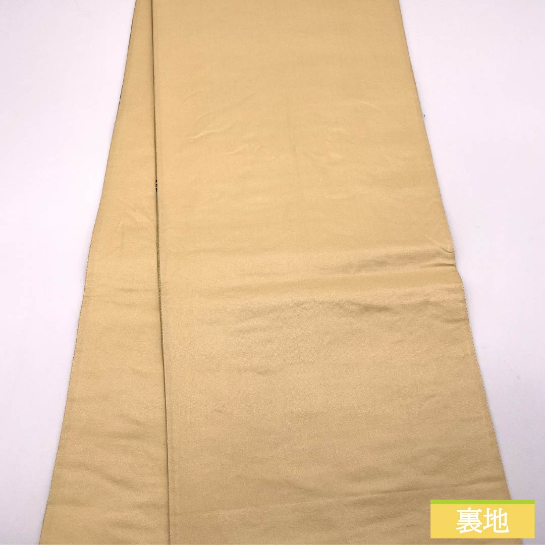 Formal, gold-leaf obi for formal wear, made of pure silk. Features a Kyoto festival scene and cloud-patterned motifs. Length: 438cm. S-rank. Full-length. Product code: 1123014542321.