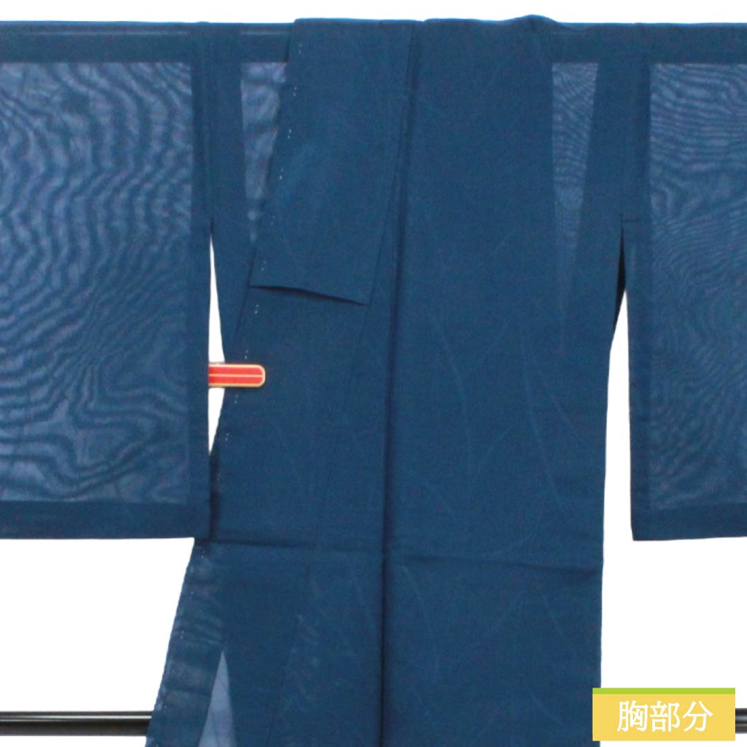 夏物 正絹 色無地 Aランク 身丈158.5cm 裄丈62cm 韓藍色（からあいいろ） 抽象模様 紗 青系 1132004383317