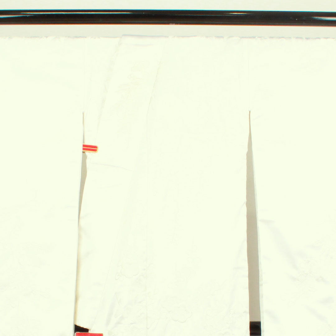 Shiromuku (White Kimono) Length 197cm Embroidery Flower Cart Flower Pattern Polyester B Rank Awase White 1110000524911