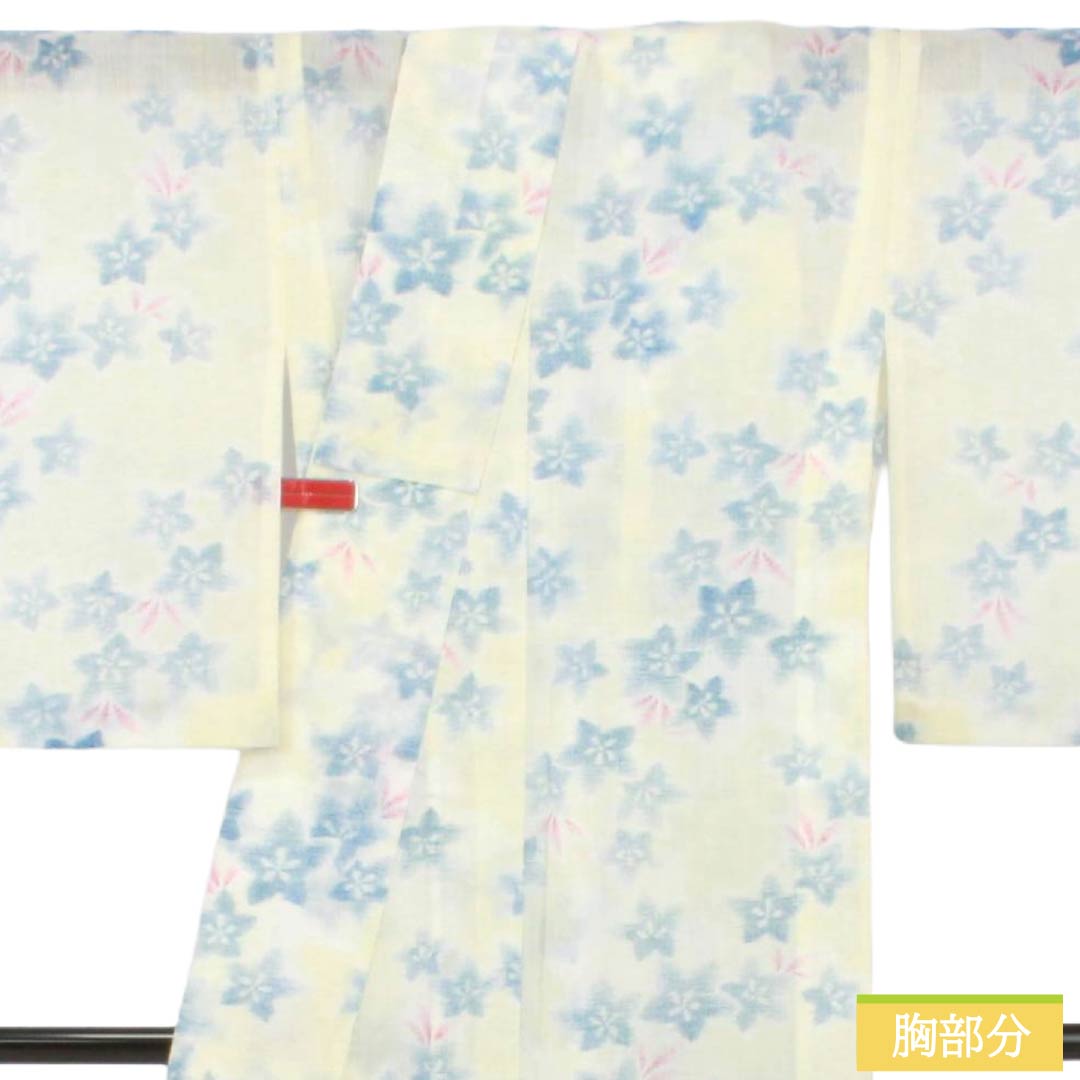 夏物 麻 紬 Sランク 身丈158.5cm 裄丈64cm 白百合色（しらゆりいろ） 夏上布 縮 花柄 紗 白系 1132003622311