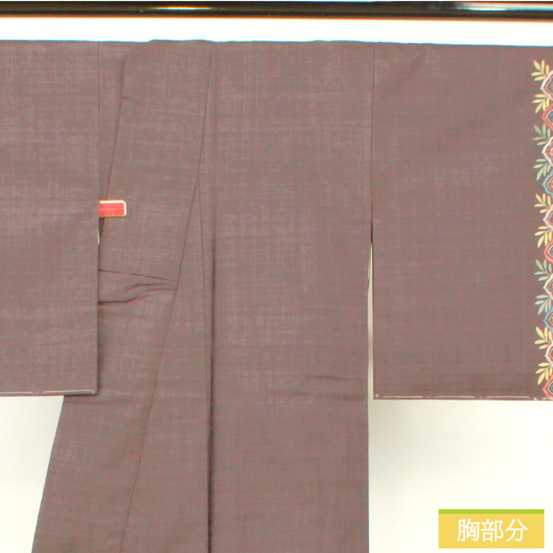 Homongi, pure silk, lined, length 157cm, sleeve length 62cm, deep faded purple, Oshima Tsumugi, Suzhou embroidery, abstract pattern, basting thread included, S rank, purple, 1112004592320