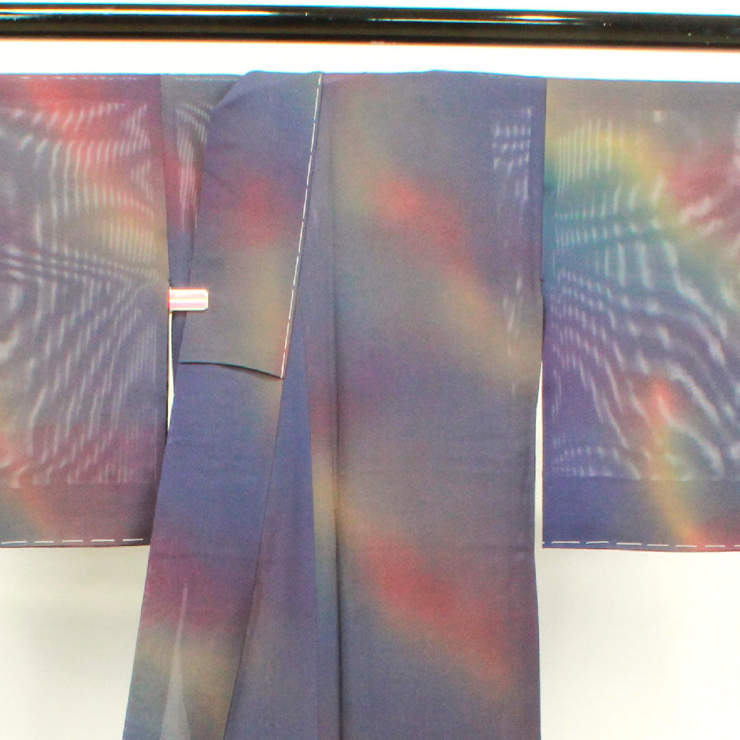 Summer item, pure silk, plain color, length 158cm, sleeve length 64.5cm, blurred pattern, basting thread included, unused item, silk gauze, S rank, gradation pattern, 1132000632399