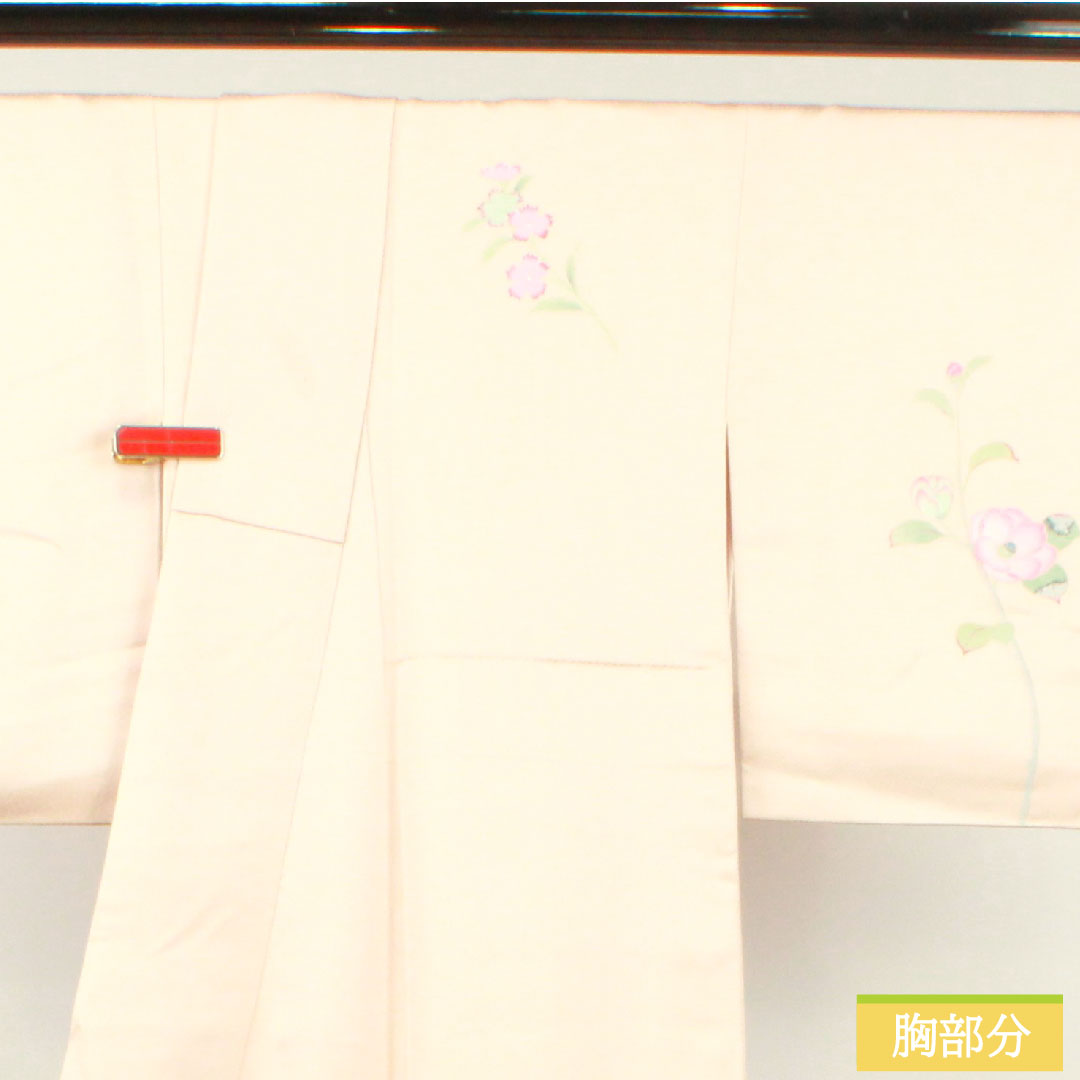 訪問着 正絹 袷 身丈158.5cm 裄丈64.5cm 薄桜色（うすざくらいろ） 京友禅 草花模様 Aランク ピンク系 1112004373313