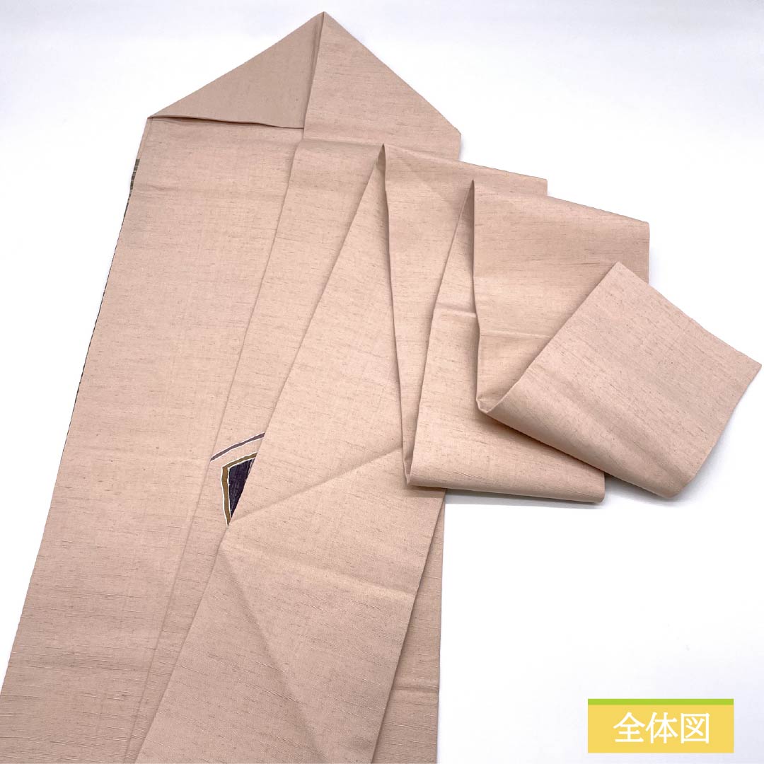Nagoya Obi, Maiden Color (Otomeiro) Dyed Obi, Tsumugi Fabric, Abstract Flowers, Obi Length 380cm, Pure Silk, S Rank, Pointed Pattern, Casual, Pink, 1124007812413, Nagoya Style