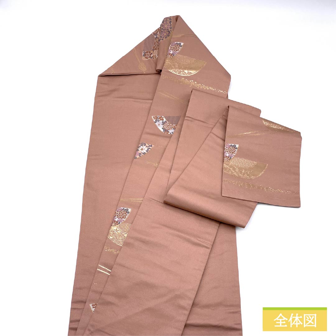 名古屋帯 正絹 Aランク 似桃色（にせももいろ） 櫛 かんざし 帯丈348cm 六通 セミフォーマル ピンク系 1124010693313 名古屋仕立て
