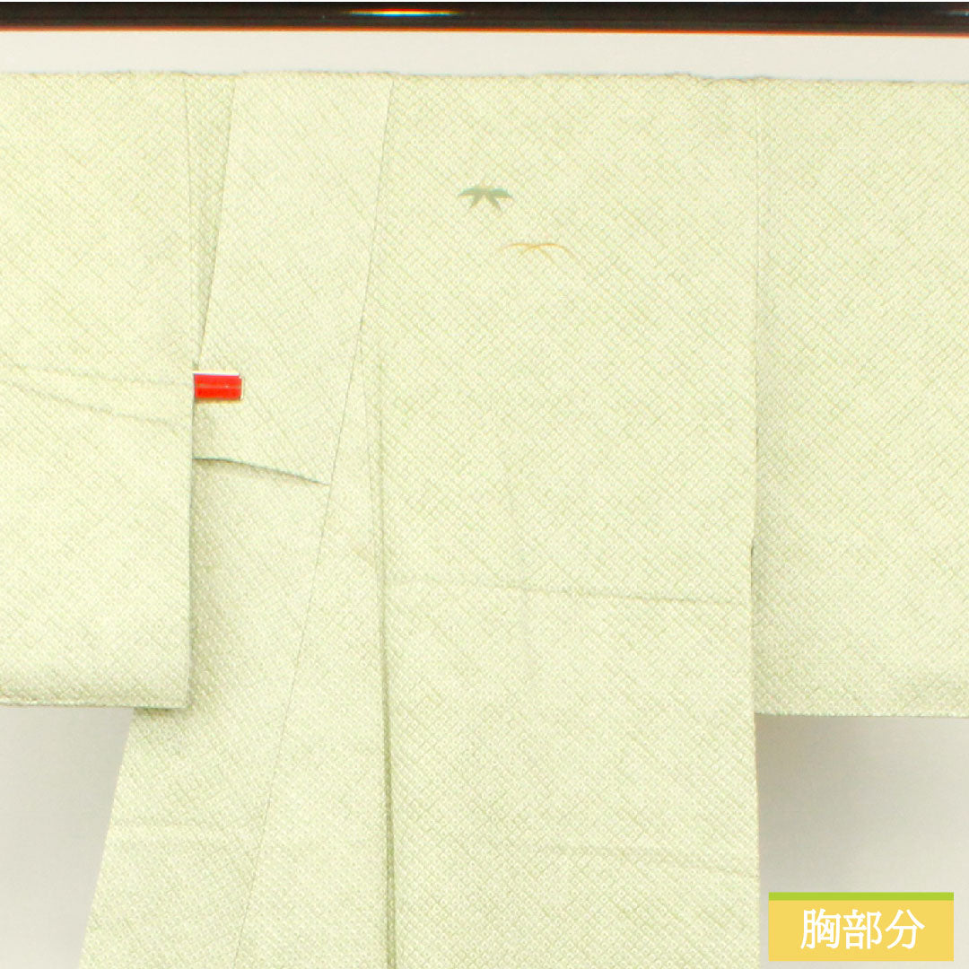 Homongi, pure silk, lined, length 165cm, sleeve length 69cm, light green, all-dyed, embroidery, basting thread included, unused, S rank, green, 1112004182519