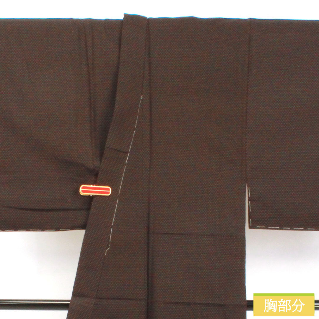 男物 正絹 Aランク 身丈138.5cm 裄丈67.5cm 石板色（せきばんいろ） 蚊絣 しつけ糸付き 袷 紫系 1119001673320